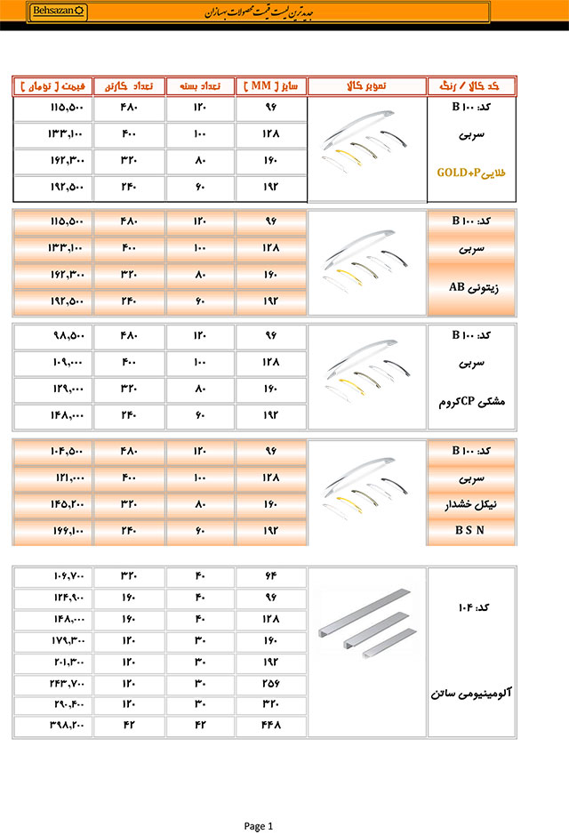 لیست قیمت بهسازان صفحه 1